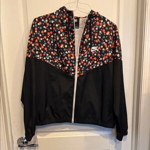Nike Black Windbreaker Jacket with Floral Accents